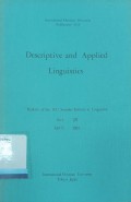 Descriptive and applied linguistics Vol. XIV April 1981