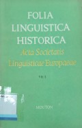 Folia Linguistica Historica Acta Societatis Linguisticae Europaeae