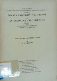 International Journal of American Linguistics Vol 17 No 1, January 1951