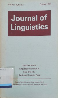 Image of Journal of Linguistics, Vol. 1, No. 2, October 1965