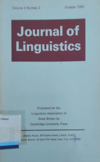 Journal of Linguistics, Vol. 2, No. 2, October 1966