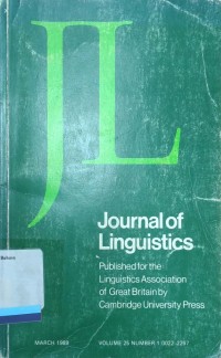 Journal of Linguistics, Vol. 25, No. 1