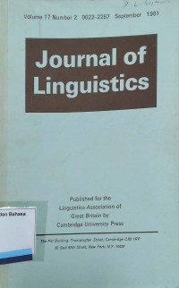 Journal of Linguistics Volume 17 number 2 1981