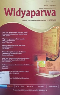 Widyaparwa: Jurnal Ilmiah Kebahasaan dan Kesastraan, Volume 38, Nomor 1, Juni 2010