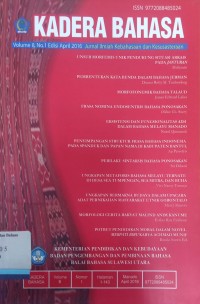 Kadera Bahasa: Jurnal Ilmiah Kebahasaan dan Kesusasteraan, Vol. 8, Nomor 1, April 2016