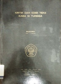 Kritik dan Edisi Teks Kaba Si Tungga