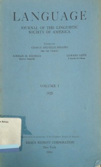 Language: Journal of The Linguistic Society of America, Vol. 1, 1925