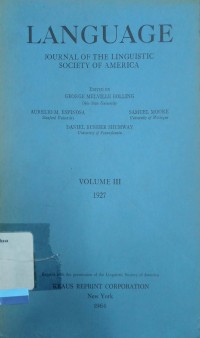 Language: Journal of The Linguistic Society of America, Vol. 3, 1927