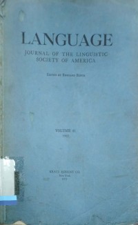 Language: journal of the linguistic society of america, volume 41, 1965