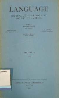 Language Journal of the Linguistic Society of America vol. 19