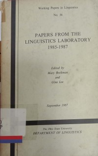Image of Papers from the linguistics laboratory 1985-1987