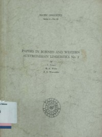 Papers in borneo and western austronesian linguistics no. 3