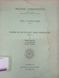 Image of Papers in south east asian linguistics no. 1