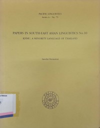 Pappers in pidgin and creole linguistics no. 10: khmu, a minority language of thailand