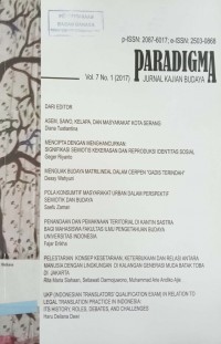 Paradigma: Jurnal Kajian Budaya, Vol. 7, No. 1 (2017)