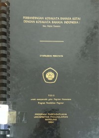 Perbandingan kosakata Bahasa Kutai dengan kosakata Bahasa Indonesia: Satu kajian fonemis