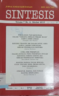 Sintesis: Jurnal Ilmiah Kebudayaan, Vol. 7, No. 2, Oktober 2013