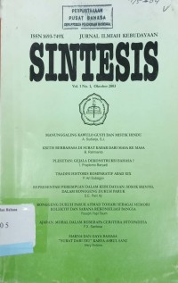 Sintesis: Jurnal Ilmiah Kebudayaan, Vol. 1, No. 1, Oktober 2003