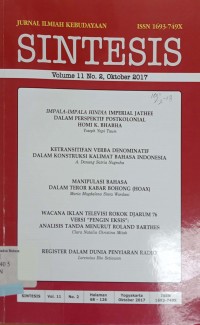 Sintesis: Jurnal Ilmiah Kebudayaan, Vol. 11, No. 2, Oktober 2017