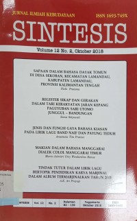 Sintesis: Jurnal Ilmiah Kebudayaan, Vol. 12 No. 2, Oktober 2018