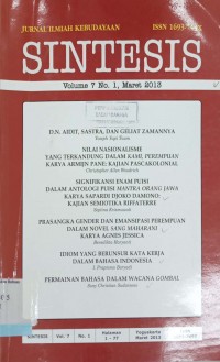 Sintesis: Jurnal Ilmiah Kebudayaan, Vol. 7, No. 1,  Maret 2013