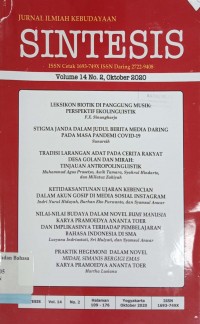 Sintesis: Jurnal Ilmu Kebudayaan, volume 14, nomor 2, Oktober 2020