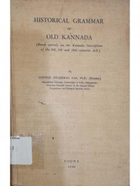 Historical Grammar of Old Kannada