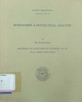 Sundanese: a syntactical analysis