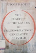 The Function of The Lexicon in Transformational Generative Grammar