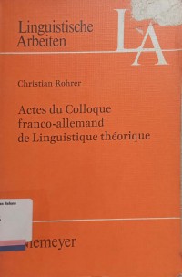 Actes du Colloque franco-allemand de linguitique theorique