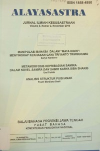 Alayasastra: Jurnal Ilmiah Kesusastraan, Volume 6, Nomor 2, November 2010