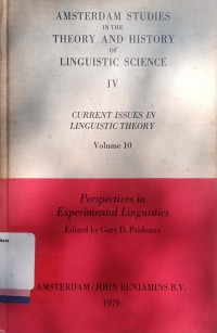 Perspectives In Experimental Linguistics