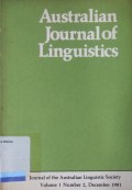 Australian Journal of Linguistics, Volume 1 Number 2, December 1981