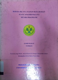 Bahasa iklan layanan masyarakat: Suatu analisis wacana secara pragmatik