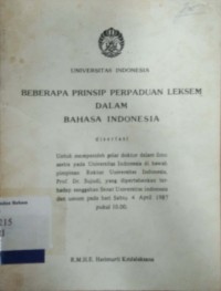 Beberapa prinsip perpaduan leksem dalam bahasa indonesia