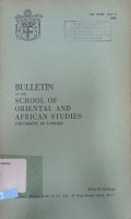 Bulletin of the School of Oriental and African Studies Vol XXXI Part 3 1968