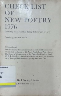 Check List off New Poetry