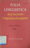 Folia Linguistica Acta Societatis Linguisticae Europaeae Tomus XV / 3-4 1981