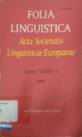 Folia Linguistica Acta Societatis Linguisticae Europaeae Tomus XXIII / 1-2 1989