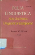 Folia Linguistica Acta Societatis Linguisticae Europaeae Tomus XXIII / 3-4 1989