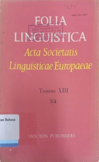 Image of Folia Linguistica, Acta Societatis Linguisticae Europaeae Tomus XIII/3/4 1979