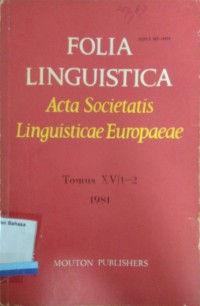 Folia Linguistica Acta Societatis Linguisticae Europaeae