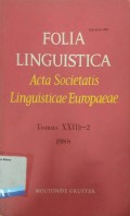 Folia Linguistica: acta societatis linguisticae eropaeae, Tomus XXII/1-2 1988