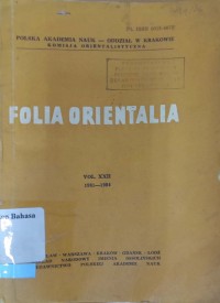 Folia Orientalia vol.XXII