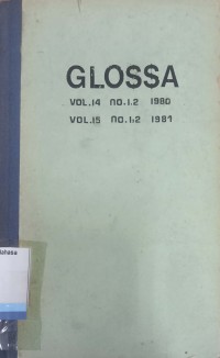 GLOSSA AN INTERNATIONAL JOURNAL OF LINGUISTIC VOL. 14 - 15 NO.1,2