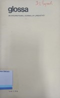 GLOSSA AN INTERNATIONAL JOURNAL OF LINGUISTIC VOL. 8 : 2