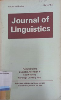 Journal of Linguistics Volume 13 number 1