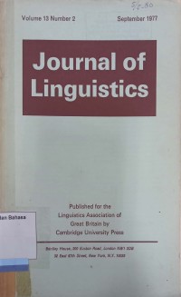 Journal of Linguistics Volume 13 number 2