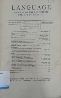 Language: Journal of The Linguistic Society of America, Vol. 62, No. 3, September 1986