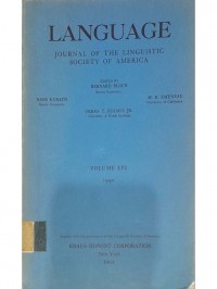 Languagge, Journal of The Linguistic Society of America Volume XVI Th. 1964
